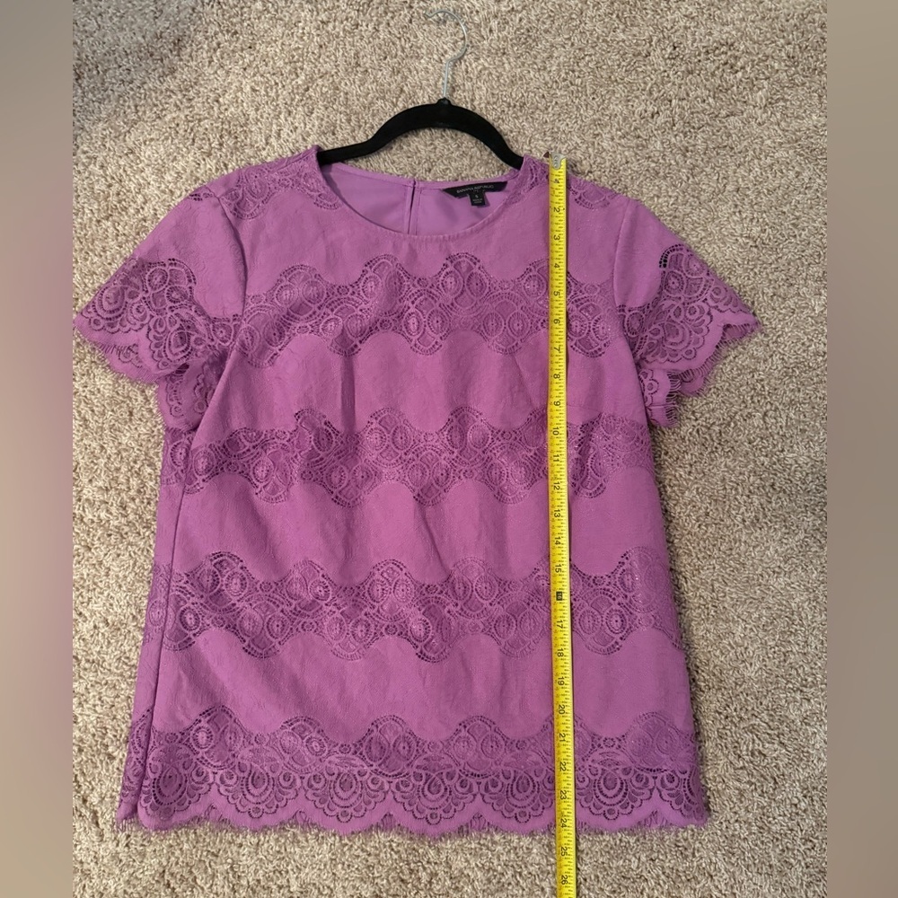 Banana Republic | Lilac Lace Striped Short Sleeve Top | Size S - Picture 4 of 6